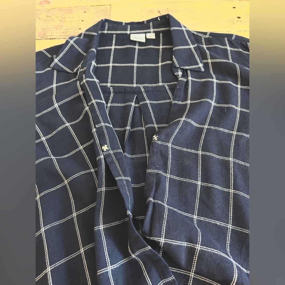 GAP Flannel Blue Buffalo Check Lightweight Long Sleeve - Picture 8 of 12